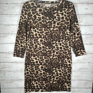 Cremieux Dillards Leopard Animal Print Poly Acrylic Spandex Sheath Knit Dress S